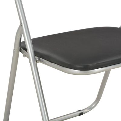 vidaXL Сгъваеми трапезни столове, 6 бр, черни, изкуствена кожа