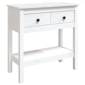 vidaXL Конзолна маса бяла 75x35x75 см борово дърво масив