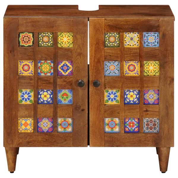 vidaXL Шкаф за мивка в баня със съхранение Орех 62 x 33 x 58 см