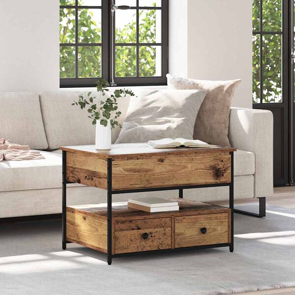 vidaXL Масичка за кафе Старо дърво 70 x 50 x 54.5 см Инженерно дърво