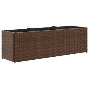 vidaXL Градински плантер с 3 саксии, кафяв, 105x30x32 см, полиратан