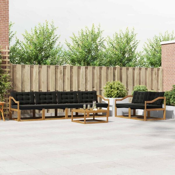 vidaXL Комплект дивани за открито 7 pcs Естествено и черно