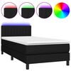 vidaXL Боксспринг легло с матрак и LED, черна, 90x190 см, плат