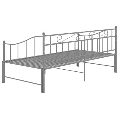 vidaXL Рамка за легло, разтегателен диван, сива, метал, 90x200 см