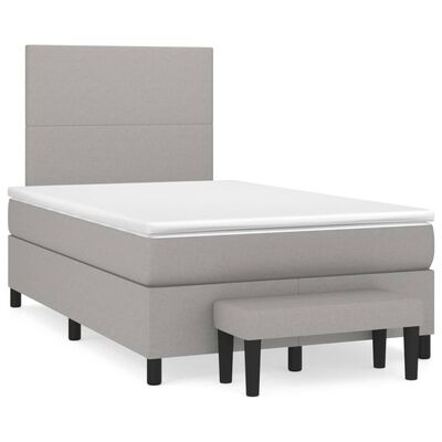 vidaXL Боксспринг легло с матрак, светлосиво, 120x190 см, плат