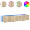 vidaXL Стенни ТВ шкафове с LED лампи, 2 бр, сонома дъб, 80x35x31 см