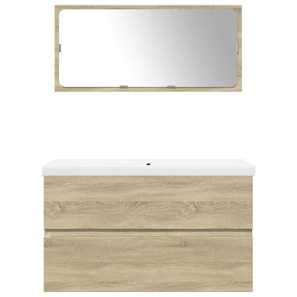 vidaXL Комплект шкафове за баня от 3 части дъб сонома инженерно дърво