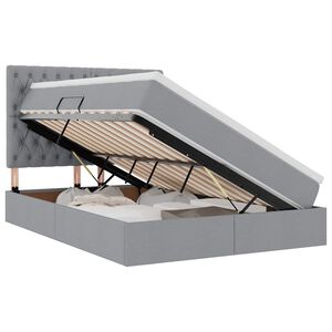 vidaXL Легло с място за съхранение и LED с LED Светлосиво 140 x 200 cm