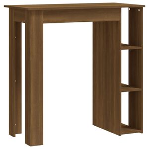 vidaXL Бар маса с рафт, кафяв дъб, 102x50x103,5 см, инженерно дърво