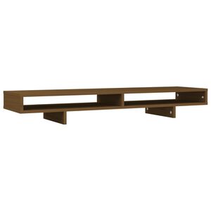 vidaXL Поставка за монитор, меденокафява, 100x27x14 см, бор масив