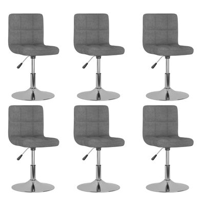vidaXL Въртящи се трапезни столове, 6 бр, светлосиви, текстил