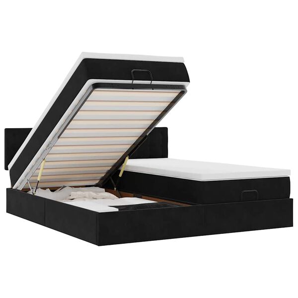 vidaXL Османска легло с матраци, черно, 180x200 см, кадифе