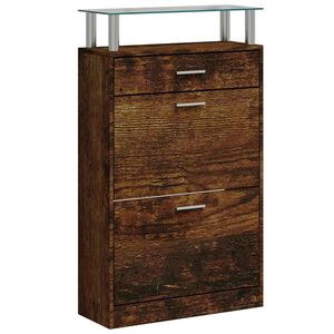 vidaXL Шкаф за обувки, опушен дъб, 63x24x104 см, инженерно дърво