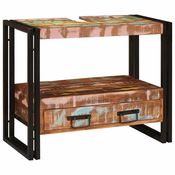 vidaXL Шкаф за тоалетка Многоцветен Солидно възстановено дърво