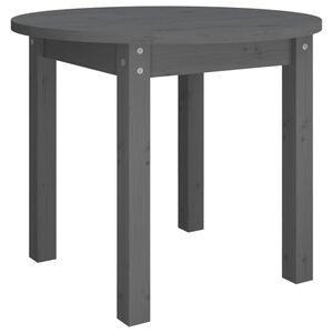 vidaXL Кафе маса, сива, &Oslash; 55x45 см, борово дърво масив