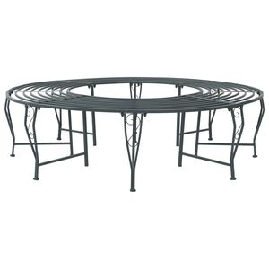 vidaXL Дървесен бенч 8 -местен &Oslash; 160 x 44 см steel Сребристо сиво