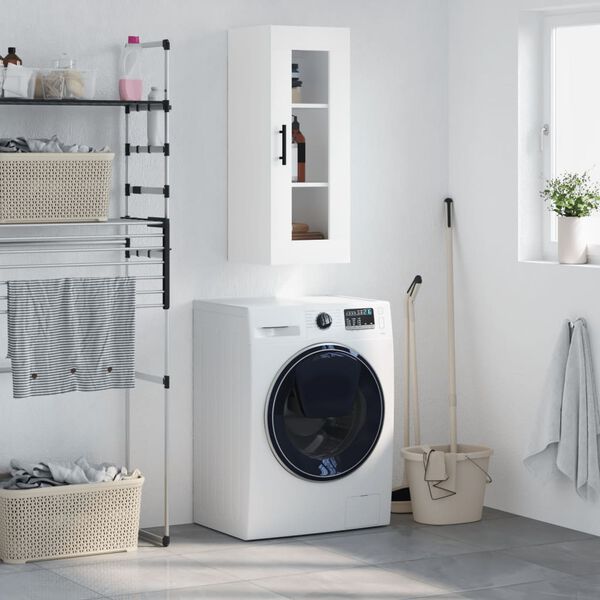 vidaXL Стенен шкаф бял 34,5x34x90 см