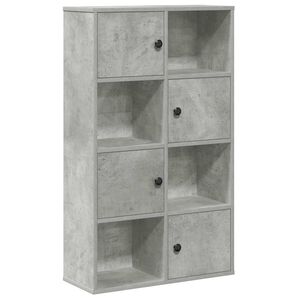 vidaXL Библиотека, бетонно сива, 60x24x101,5 см, инженерно дърво