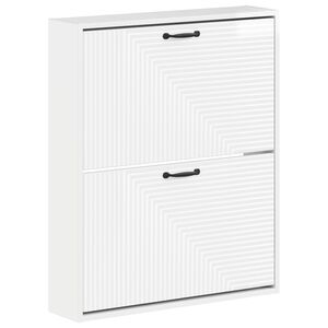 vidaXL Стенно шкафче за обувки HAARLEM 71 x 17 x 86 см Бял гланц