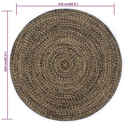 vidaXL Ръчно тъкан килим от юта, черно и кафяво, 210 см