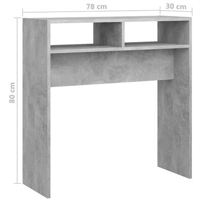 vidaXL Конзолна маса, бетонно сив, 78x30x80 см, ПДЧ