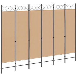 vidaXL Делител за стая с 6 панела Бежово 240 x 180 cm Текстил