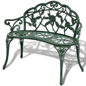 vidaXL Градинска пейка, 100 см, лят алуминий, зелена