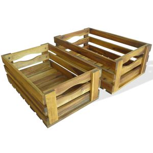 vidaXL Комплект щайги за ябълки, 2 бр, масивно акациево дърво