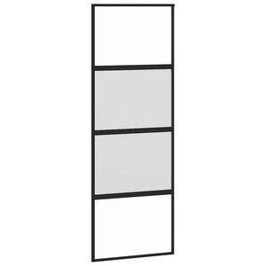 vidaXL Плъзгаща се врата, черна, 76x205 см, закалено стъкло и алуминий