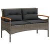 vidaXL Градинска пейка с възглавници, 116x62,5x74 см, сив, полиратан