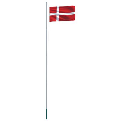 vidaXL Флаг на Дания и алуминиев флагщок, 6,2 м