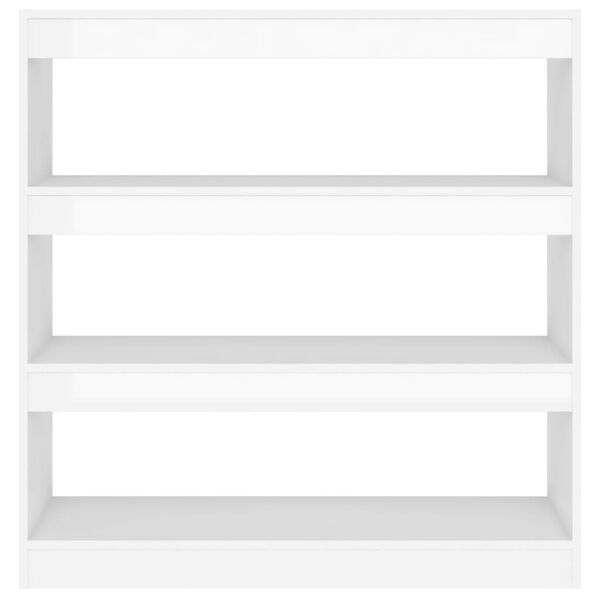 vidaXL Библиотека/разделител за стая, бял гланц, 100x30x103 см