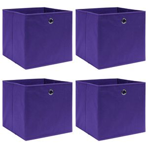 vidaXL Кутии за съхранение, 4 бр, нетъкан текстил, 28x28x28 см, лилави
