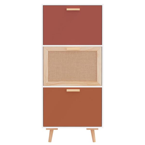 vidaXL Шкаф за обувки, бял, 52x25x120 см, инженерно дърво