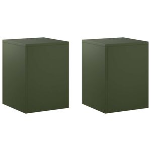 vidaXL Стойка за растения 2 pcs Маслиненозелено 30 x 30 x 40 cm