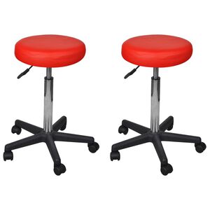 vidaXL Офис табуретки, 2 бр, червени, 35,5x84 см, изкуствена кожа