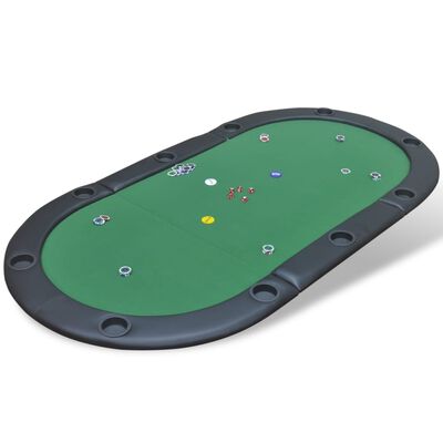 vidaXL Сгъваем плот за покер маса за 10 играчи, зелен