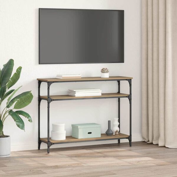 vidaXL Конзолна маса с рафт Дъб 100 x 29 x 75 см Инженерно дърво