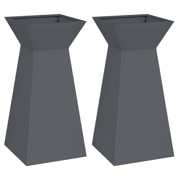 vidaXL Саксия с колона 2 pcs Антрацит 35 x 35 x 73 см