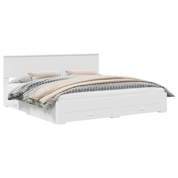 vidaXL Рамка за легло с таблото Бяло 200 x 200 cm Инженерно дърво