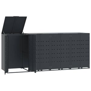 vidaXL Навес за 4 коша за боклук на колела 276x79x117 см стомана