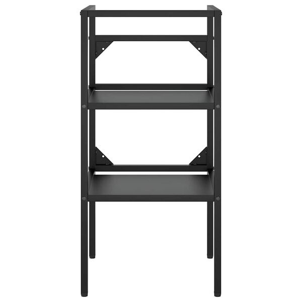 vidaXL Рамка за мивка за баня, черна, 40x38x83 см, желязо