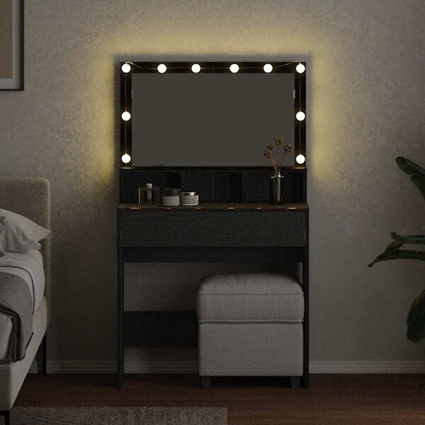 vidaXL Тоалетка с рафт Черния дъб 80 x 41 x 134,5 см Инженерно дърво