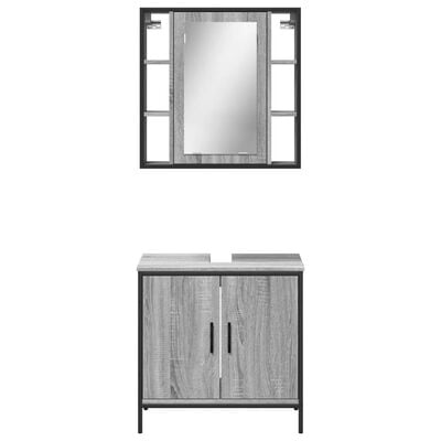 vidaXL Комплект мебели за баня от 2 части сив сонома инженерно дърво