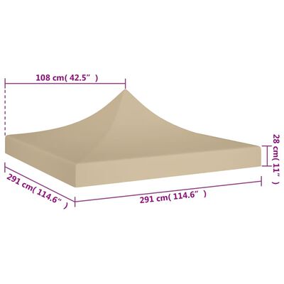 vidaXL Покривало за парти шатра, 3х3 м, бежово, 270 г/м²