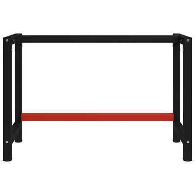 vidaXL Рамка за работна маса, метал, 120x57x79 см, черно и червено