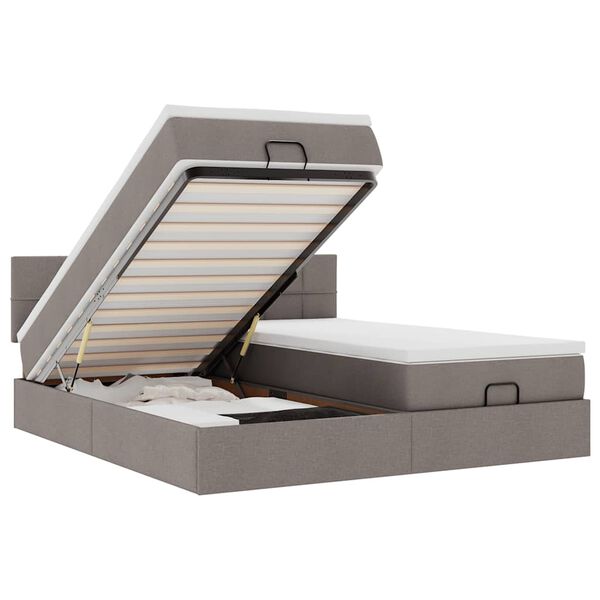 vidaXL Османска легло с матраци, таупе, 180x200 см, плат