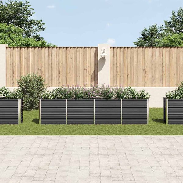 vidaXL Повдигната леха, 320x40x77 см, поцинкована стомана, антрацит