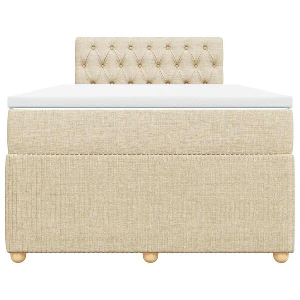 vidaXL Боксспринг легло с матрак, кремаво, 120x200 см, плат