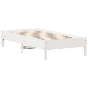vidaXL Рамка за легло без матрак, бял, 75x190 см, борово дърво масив